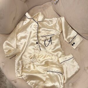Nordstrom Shimmering Cream Pajama Set with Black Accents